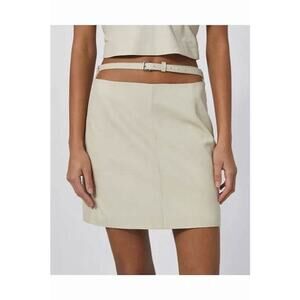 IRO Jaja Beige Belted Cut Out Leather Mini Skirt Size 2